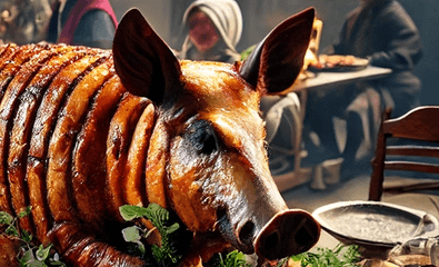 Pieczony Dziki z Ziołami i Jabłkami