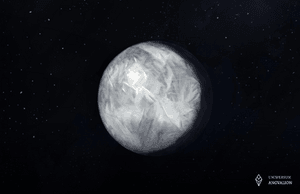 Obrazek przedstawia księżyc Lindter-Morgen, jeden z trzech księżyców Angvalionu