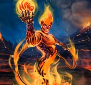 Obrazek przedstawia żywiołaka ognia - Emanację Ognia