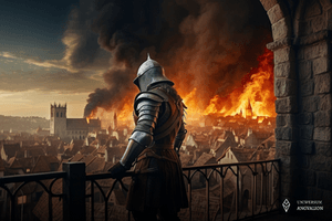 Obrazk przedstawia Oblężenie Dragmaaroonu, bitwę która zakończyła III Wojnę Amarantu