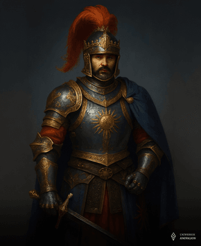 Obrazek przedstawia Deana var Crawforde, marszałka polnego Araulenu oraz założyciela Tarczowników Adamantu