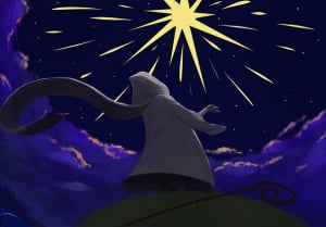 Obrazek przedstawia Wielkie Wyładowanie Magiczne, które według uczonych było początkiem magii Angvalionu