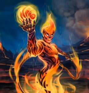 Obrazek przedstawia Żywiołaka Ognia stworzonego za pomocą Magii Przywołania