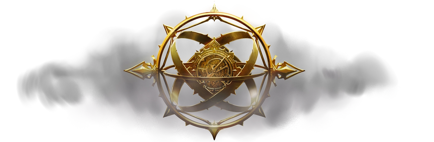 Złote astrolabium otoczone gęstą mgłą.